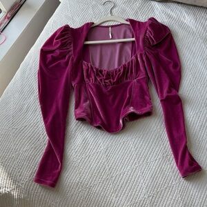 Free People Pink Velvet Blouse